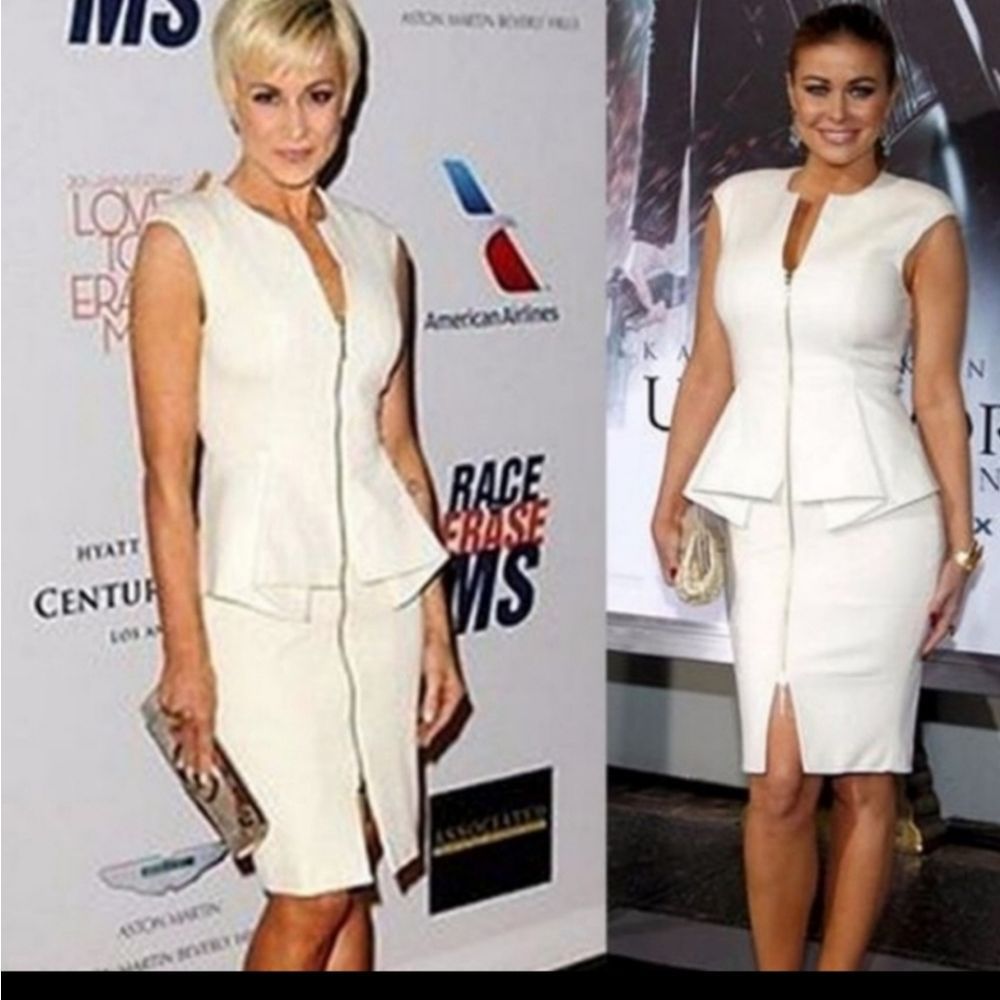 Ted Baker London Janthum Ivory Cream zip Front Peplum Dress